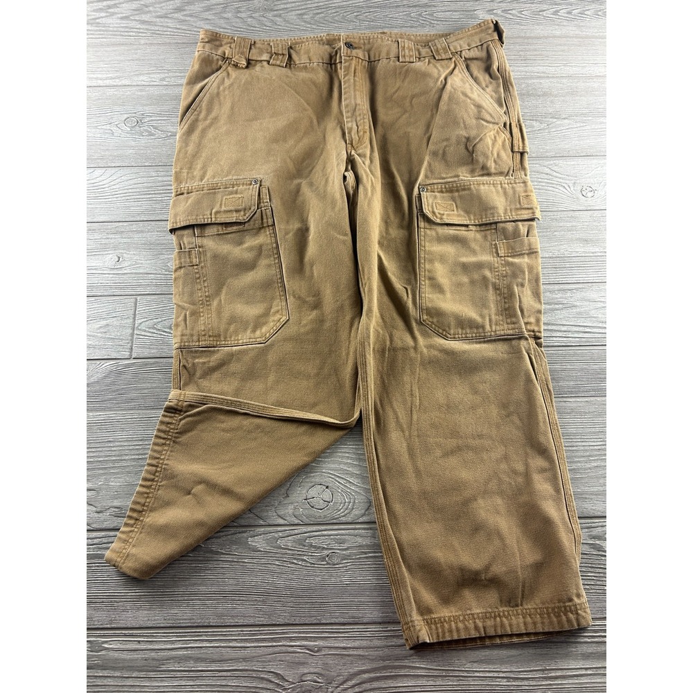 Duluth Trading Co Cargo Pants Mens 42X28 Brown Relaxed Canvas Work Carpenter